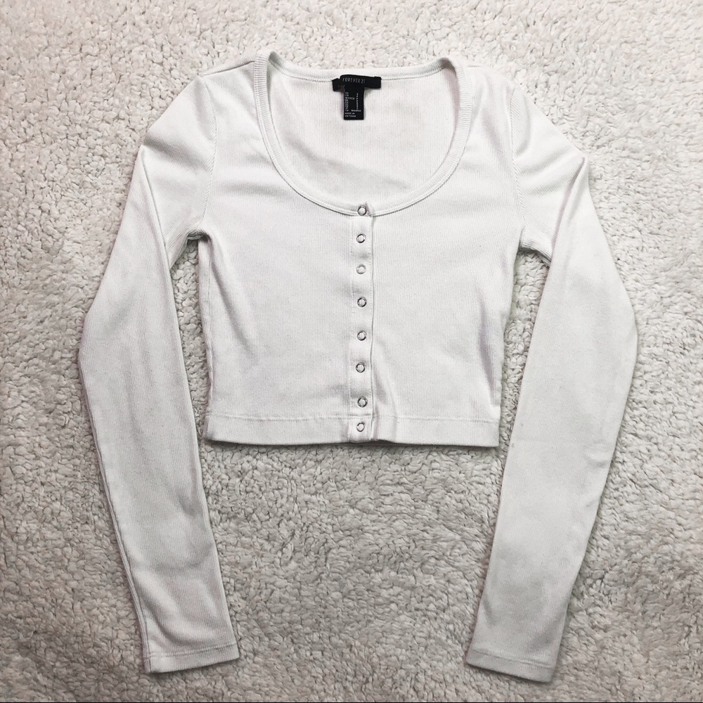 Forever 21 White Long Sleeve Shirt